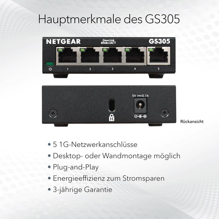 Actual product image Netgear GS305-300PES (5 Ports)