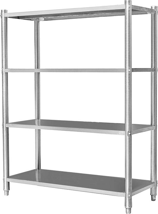 Wiltec Edelstahlregal Gastro Schwerlastregal 155x120x45cm V2A Küchenregal Regal