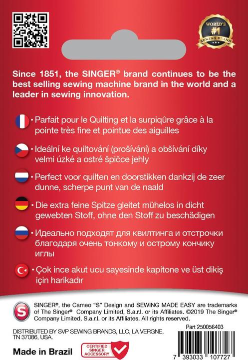 Actual product image Singer MICROTEX sewing machine needle, range, pack of 5