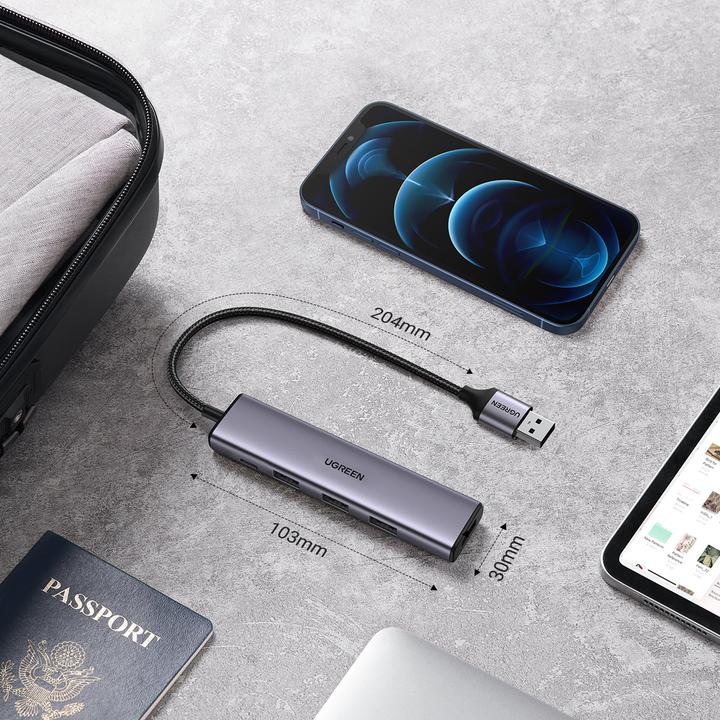 Produktbild Ugreen HUB USB CM473 1x USB-C + 4x USB-A 3.0 (UGR1320) (USB-C, 4 Ports)
