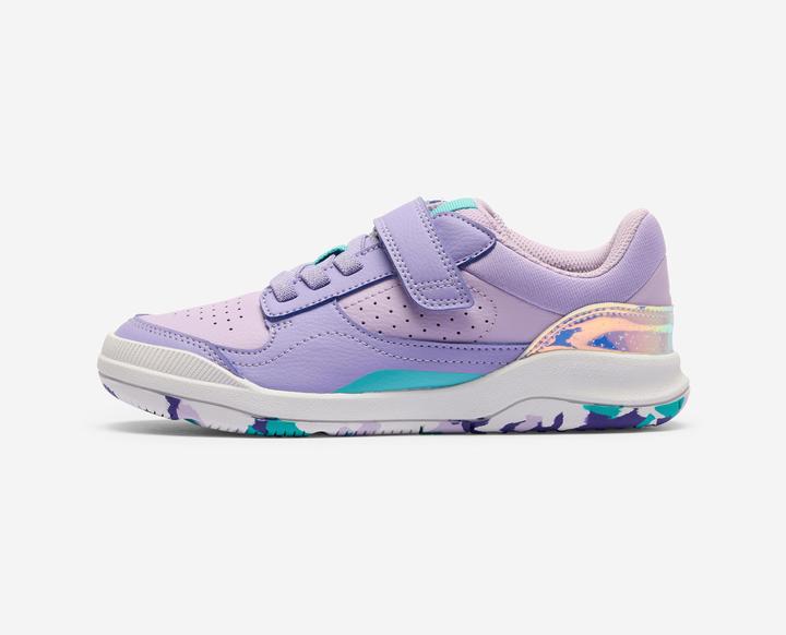 Decathlon Fitnessschuhe Kinder robust Multisport - Playventure Yard Sneaker lila/grün (35)