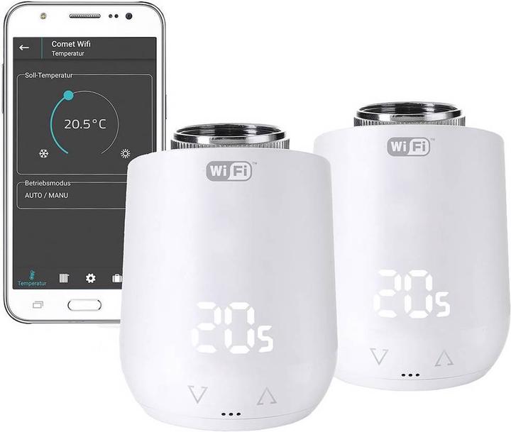Actual product image Eurotronic 700223 Comet WiFi wireless radiator thermostat set electronic 2 pcs.