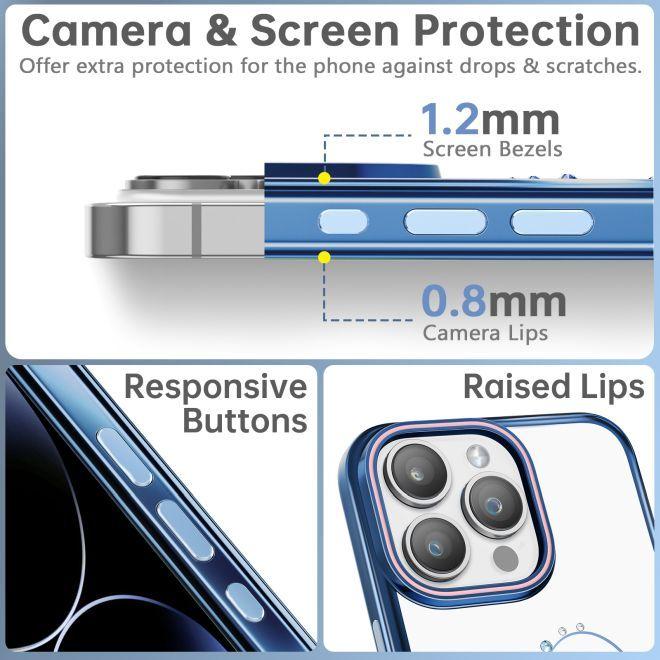Immagine prodotto Kingxbar Custodia in silicone Wish Series con cristalli per iPhone 15 Pro - blu (Apple iPhone 15 Pro)