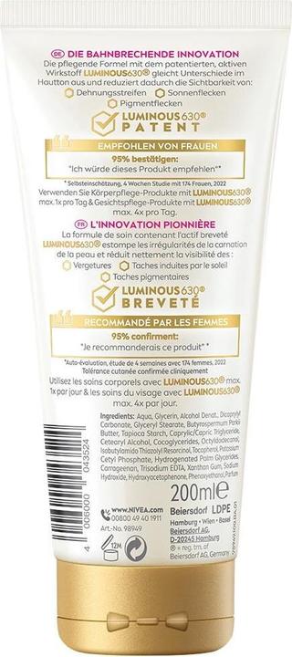 Actual product image NIVEA Luminous Body Creme Anti-Dehnungsstreifen & -Pigmentflecken (Body cream, 200 ml)