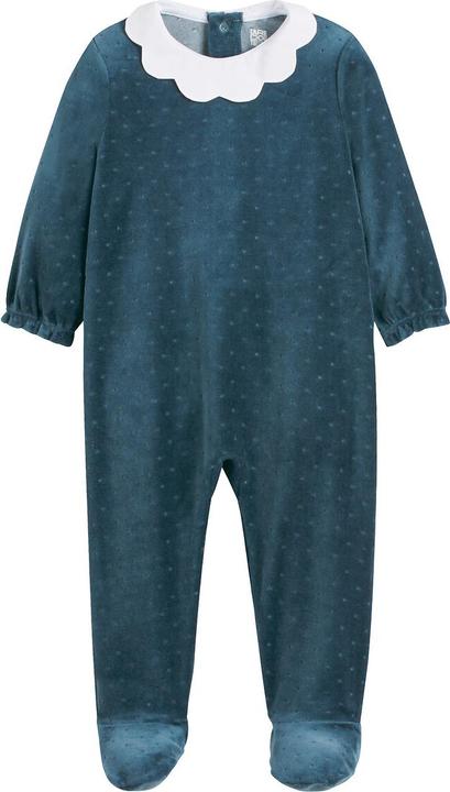 Actual product image La Redoute Collections Samtstrampler mit Blumenkragen (60)