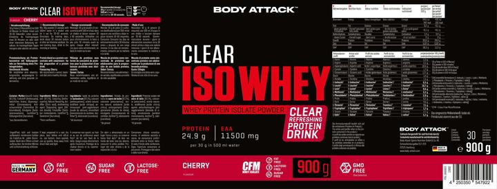 Actual product image Body Attack Clear Iso Whey (900G can) (Cherry, 1 pcs., 900 g)
