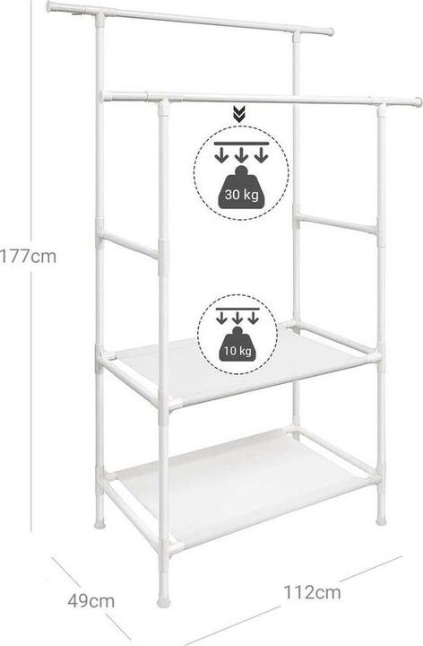 Actual product image Songmics Clothes rack RDR02WT white metal 114.0 x 139.0 / 171.0 cm