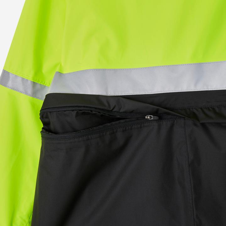 Produktbild Btwin Fahrrad Regenponcho Sichtbarkeit Tag und Nacht Kinder schwarz/neongelb (140)