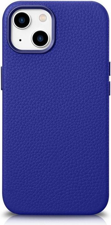Actual product image iCarer litchi Premium leather case for iPhone 14 Plus Magnetic leather case with magSafe dark blue ( (Apple iPhone 14 Plus)