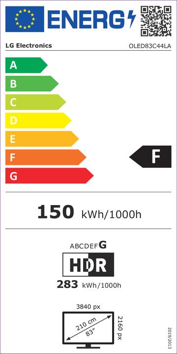 Energy Label LG OLED83C44LA (83", C4, OLED, 4K, 2024)