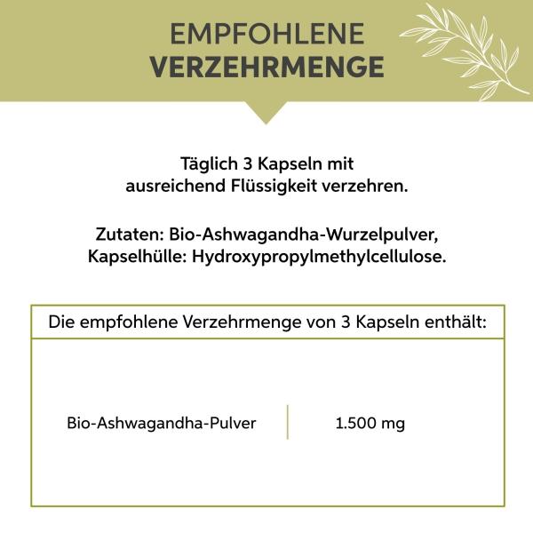 Nährwerte und Zutaten Eltabia Bio Ashwagandha Kapseln 100 (100 Stück, Kapseln)