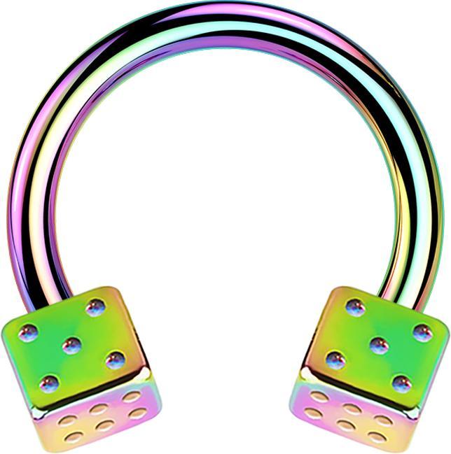 Produktbild Star Piercing Circular Barbell farbig mit zwei Würfel (Chirurgenstahl 316L, ohne Messing)