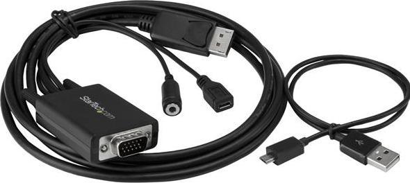 Image du produit StarTech Câble adaptateur DisplayPort vers VGA de 2m avec audio - Convertisseur DP vers VGA - 1920x1200 (2 m, DisplayPort, VGA)
