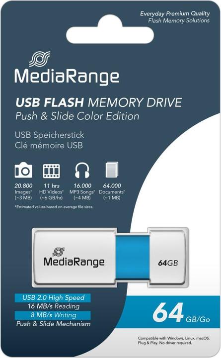 Immagine prodotto MediaRange Chiavetta USB, edizione a colori (64 GB, USB-A)
