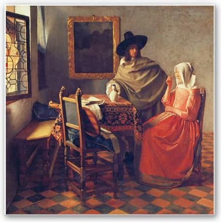 Image du produit Trenddeko Vermeer - Le verre de vin (30 x 30 cm)