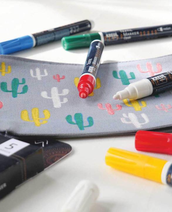Image du produit Kreul Texi Mäx Opak Kit de Base (Jaune, Vert, Blanc, Bleu, Rouge, 4 mm, 5 x)