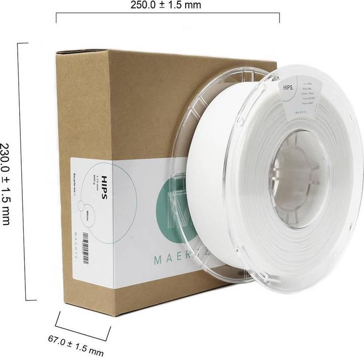 Actual product image Maertz HIPS White 1.75 mm 800 g (HIPS, 1.75 mm, 800 g, White)