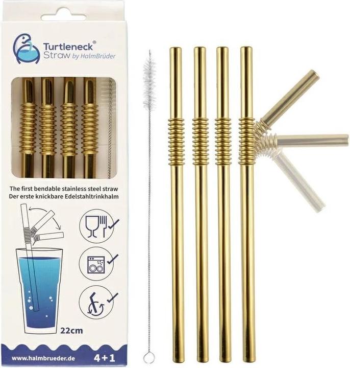 Actual product image Turtleneck Straw Bendable stainless steel drinking straws (4 x)