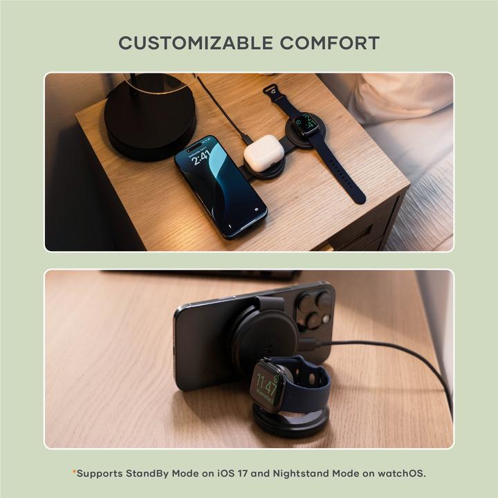 Produktbild Satechi OntheGo 3-in-1 Wireless Charger mit Qi2 (15 W)