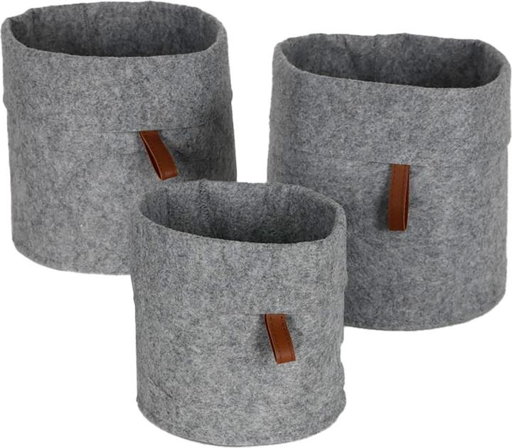 Casativo Set di 3 cesti portaoggetti in feltro, antracite, 3 misure diverse (3 x)