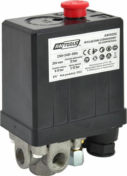 Produktbild Awtools WYŁĄCZNIK CIŚNIENIOWY KOMPRESORA 230V 3 WEJŚCIE 1/4"