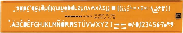 Actual product image Rumold Lettering stencil 3.5mm orange/transparent