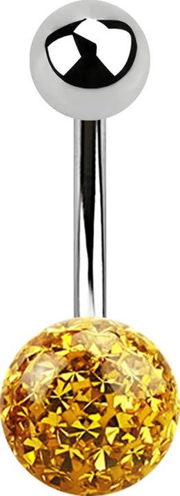 Star Piercing Banane silber mit Kugel und Kristall Kugel topaz Epoxy Schutzschicht (Chirurgenstahl 316L)