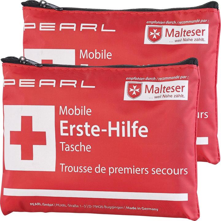 Pearl 2er-Set mobile Erste-Hilfe-Taschen, wasserabweisend, je 24-teilig (Erste Hilfe Set Zubehör)