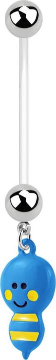 Image du produit Star Piercing Banane grossesse avec Bine bleu (Bioflex, sans laiton, Acier chirurgical 316L)