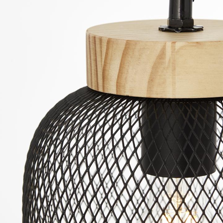 Image du produit Brilliant Suspension à poutre, H 177 cm, L 68 cm, métal/bois, noir/brun (E27)