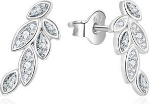 Beneto Longitudinal silver earrings with zircons AGUP2298 (L)