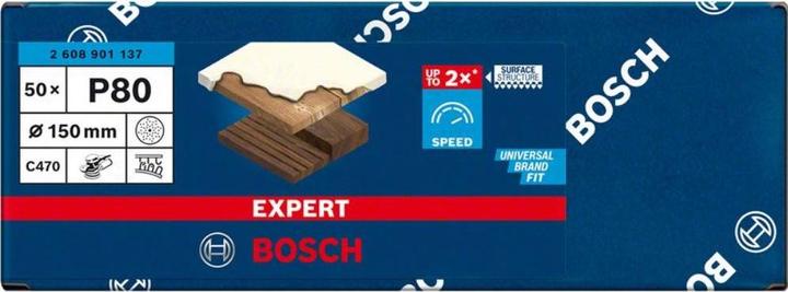 Produktbild Bosch Professional Zubehör EXPERT C470 Schleifpapier Mehrloch für Exzenterschleifer, 150 mm, G 80, 50-tlg. (80)