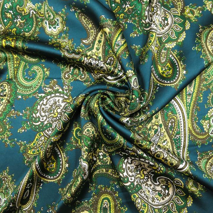 Produktbild Stoffrestposten Satin - Paisley Grün