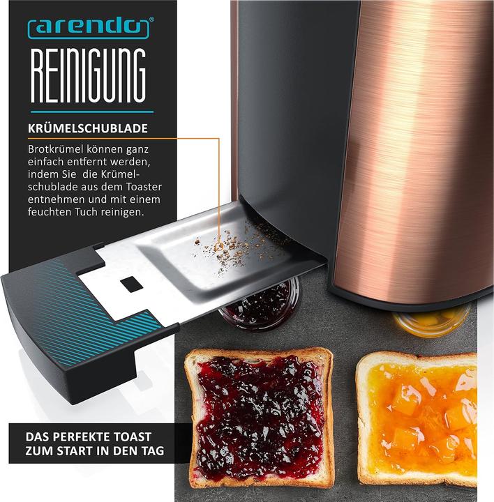 Immagine prodotto Arendo Langschlitz Toaster mit Brötchenaufsatz