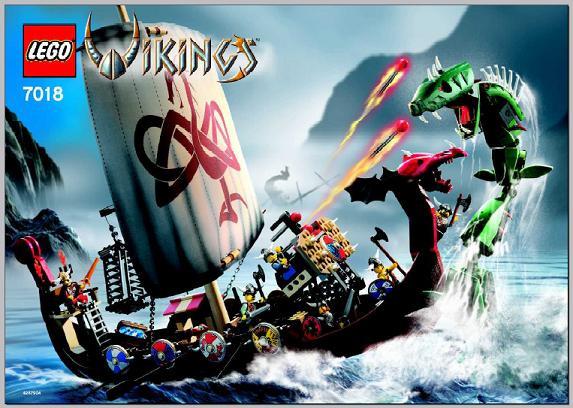 Actual product image LEGO 7018 Viking Ship challenges the Midgard Serpent (7018)