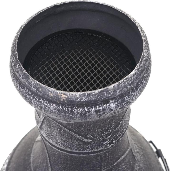 Actual product image Swisshandel24 Terrassenofen, Feuerstelle Terrassenkamin Gartenkamin Gartenofen, Gusseisen 11,7kg 91x42x42cm