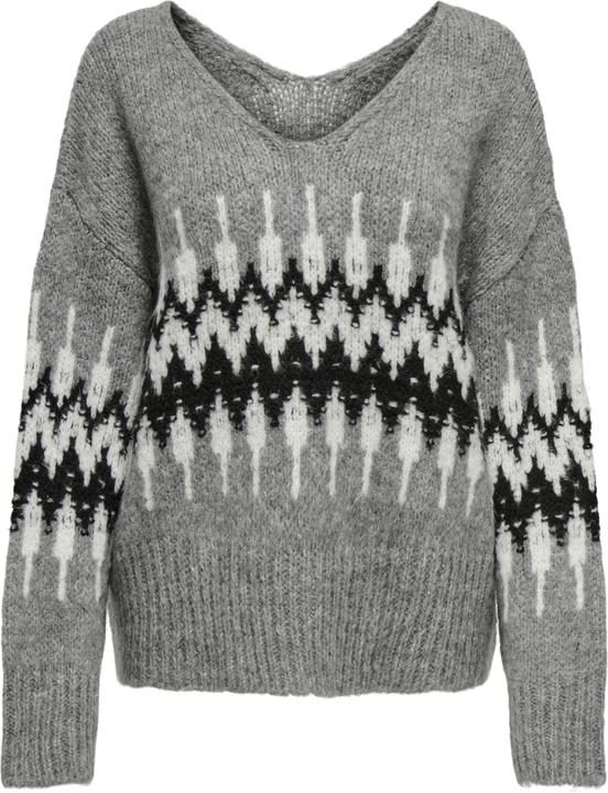 JdY Jdydinea L/S Rev V-Neck Jacq Pull Knt