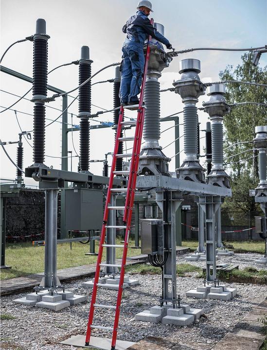 Produktbild Munk Sprossen-Schiebeleiter 2-teilig GFK/Alu ohne Traverse 2x8 Sprossen (Regalleiter, 420 cm)
