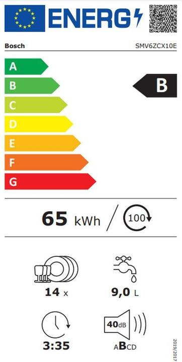 Etichetta energetica Bosch Hausgeräte SMV6ZCX10E