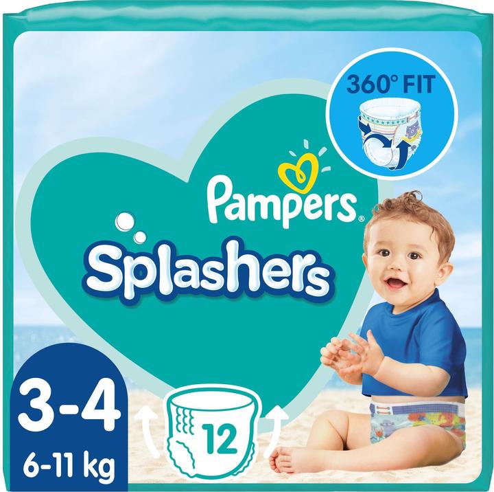 Pampers Splashers (Gr. 3, Gr. 4, Tragepack, 12 Stück)