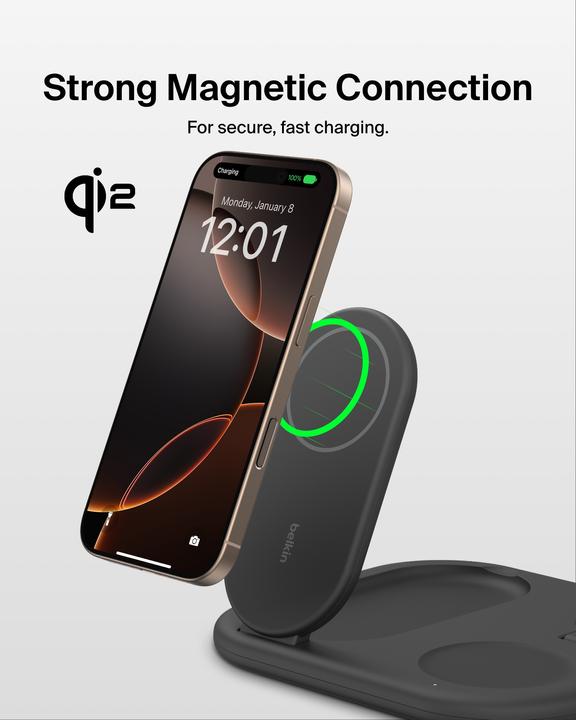 Actual product image Belkin BoostCharge 3-in-1 Qi2 charging station (15 W)