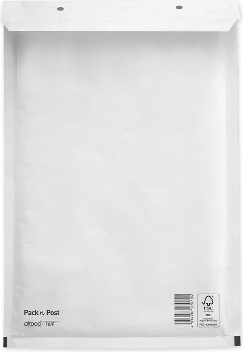 Produktbild Mailmedia Luftpolster-Versandtaschen, Typ F16, weiss, 31 g Aussenmasse: 240 x 350 mm, Innenmasse: 215 x 340 mm (10 x)