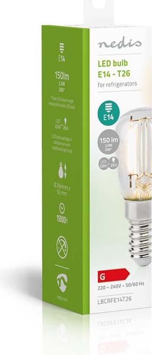 Produktbild Nedis Kühlschranklampe | LED | E14 | 2 W | T26 (E14, 2 W, 150 lm, 1 x, G)