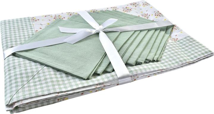 DKD Home Decor Tischwäsche-Set Blomster 150 x 250 x 0,5 cm grün