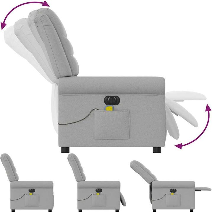 Immagine prodotto VidaXL Poltrona massaggiante elettrica in tessuto grigio nuvola