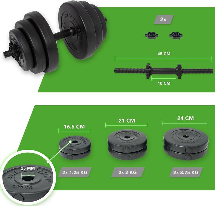 Produktbild Tunturi Vinyl Kurzhantelset (2 x 3.75 kg, 2 x 2 kg, 2 x 1.25 kg)