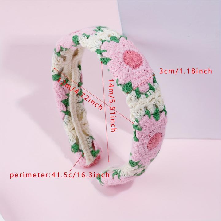 Actual product image Activity Board Boho-Chic Floral Knit Headband- Cute & Stylish Hair Accessory, Perfect for Casual Attire