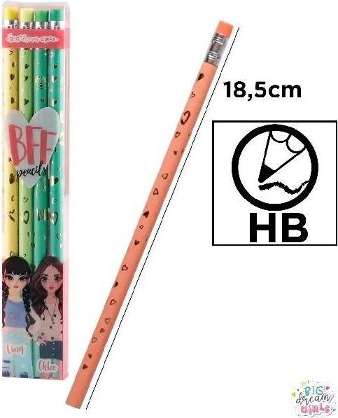 Teka Big Dream Girls Bleistift mit Radiergummi 4 Stk. (4 x)