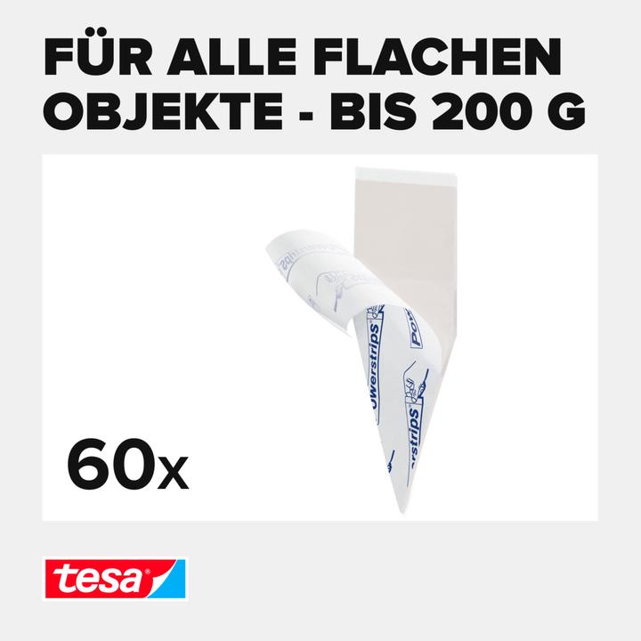 Image du produit tesa 3x Powerstrips POSTER, 200g Halteleistung, 60x doppelseitige Klebestreifen