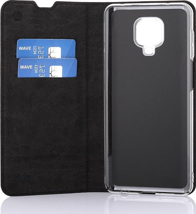 Actual product image Wave BookCase -suojakotelo, Xiaomi Redmi Note 9 Pro, musta (Xiaomi Redmi Note 9 Pro)